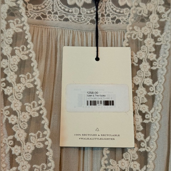 NWT Spell & the Gypsy Le Gauze Lace duster Small new off white dress wedding - Picture 16 of 17